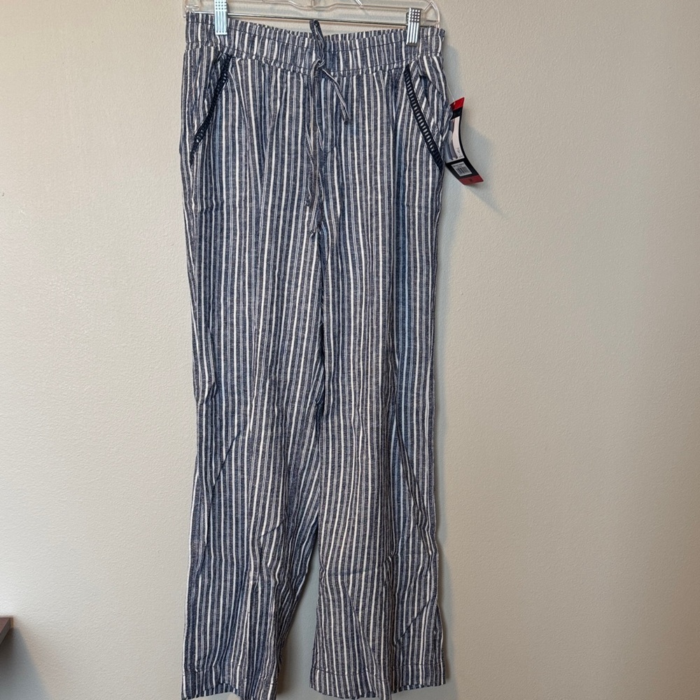 Briggs Navy and White Striped Drawstring Pants